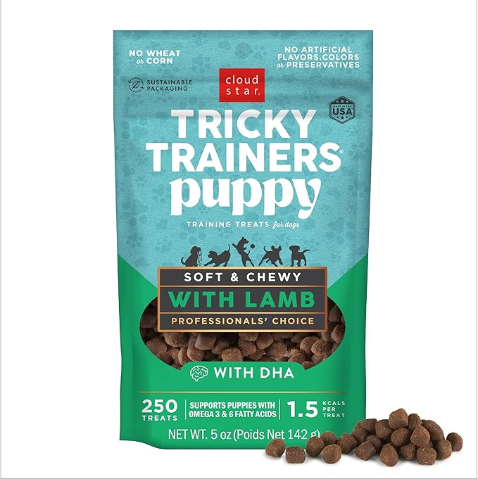 Cloud Star Tricky Trainers Puppy Treats - Mini Lamb Flavor, Soft & Chewy, 5 oz Bag