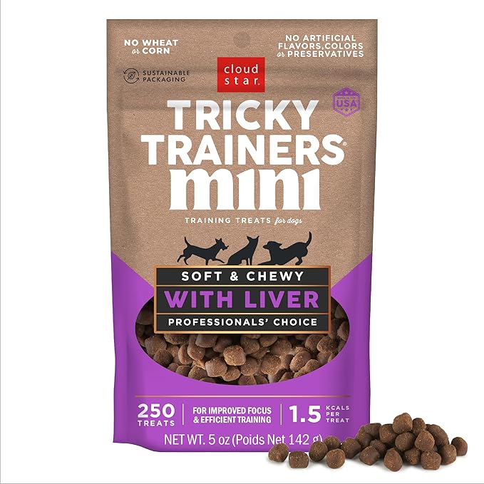 Cloud Star Tricky Trainers Mini Liver Dog Treats, 5 oz - Soft & Chewy Training Rewards