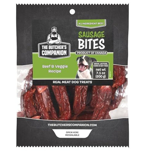 The Butcher's Companion Sausage Bites Beef & Veggie Dog Treats
