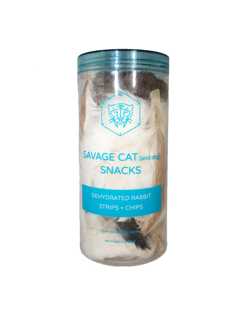 Savage Cat Dehydrated Rabbit Strips & Chips - 3 oz Cat & Dog Treats