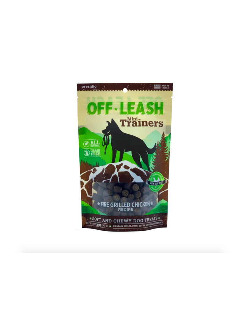 Presidio Off Leash Dog Training Treats - Grilled Chicken Flavor, 5 oz Grain-Free, Soft, Mini Trainers