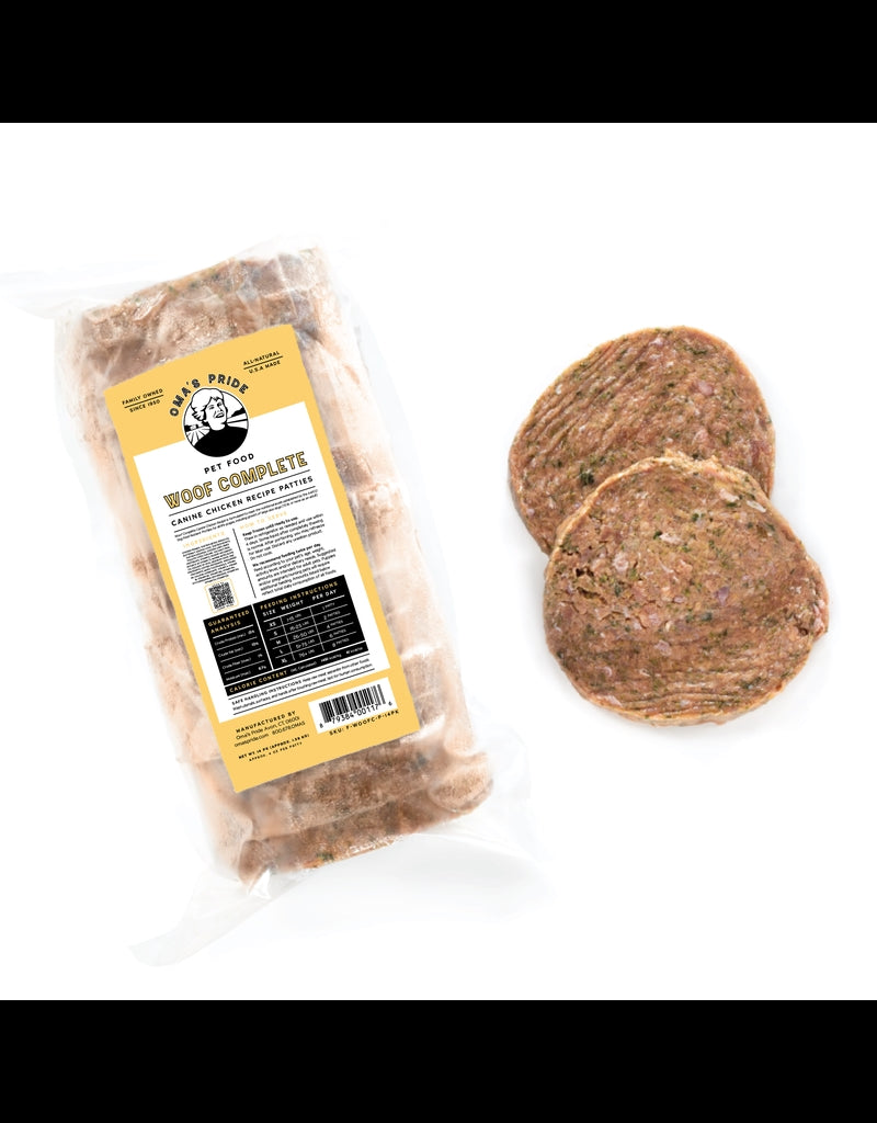 72700101 8 oz Raw Frozen Woof Complete Patties Chicken Re...
