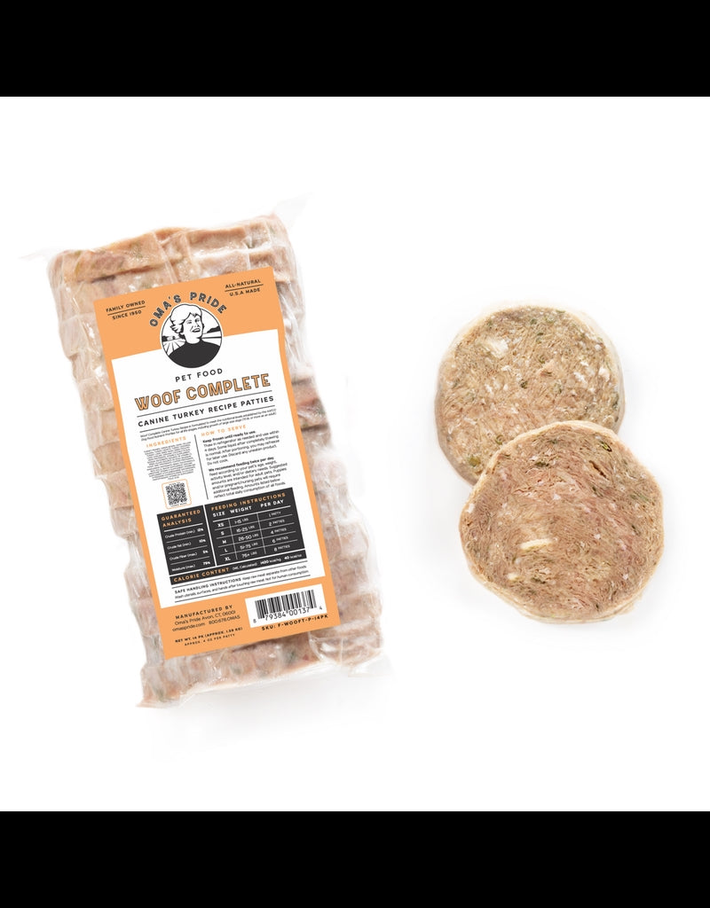 72700100 8 oz Woof Complete Patties Turkey Recipe Pet Foo...