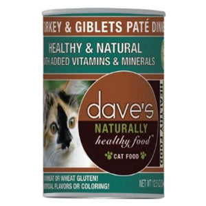Dave's Naturally Healthy Cat Food, Turkey & Giblets Pate, 12.5 oz Can