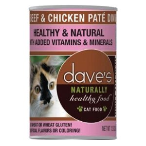 Dave's Naturally Healthy Beef & Chicken Grain-Free Canned Cat Food, 12.5 oz