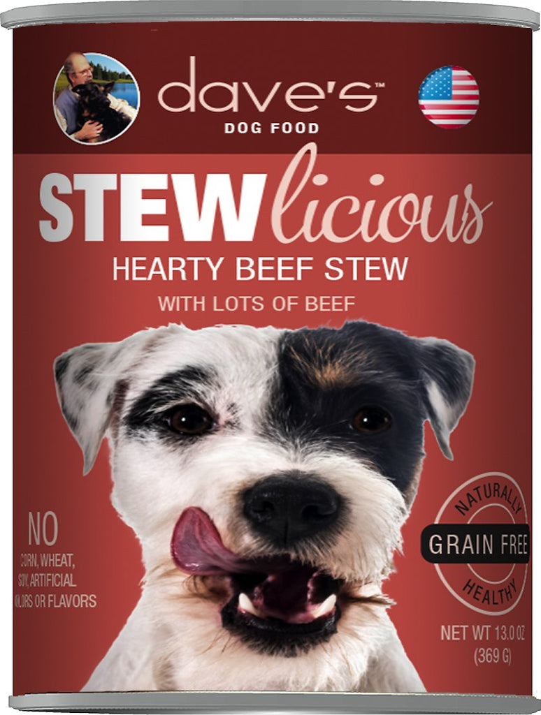 Dave's Stewlicious Meaty Beef Stew Canned Dog Food, 13 oz - Grain-Free