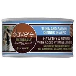 Dave's Naturally Healthy Grain Free Tuna & Salmon Dinner in Aspic Canned Cat Food, 3 oz