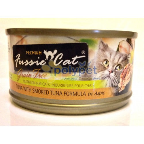 Fussie Cat Premium Tuna with Smoked Tuna Grain-Free Wet Cat Food, 2.82 oz Can