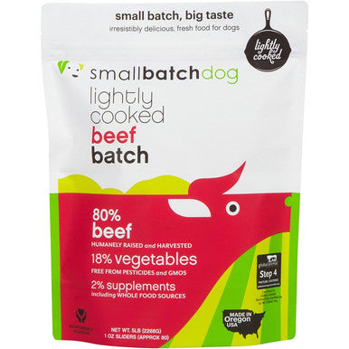 Small Batch Dog Lightly Cooked Beef Frozen Food - 5 lb Batch