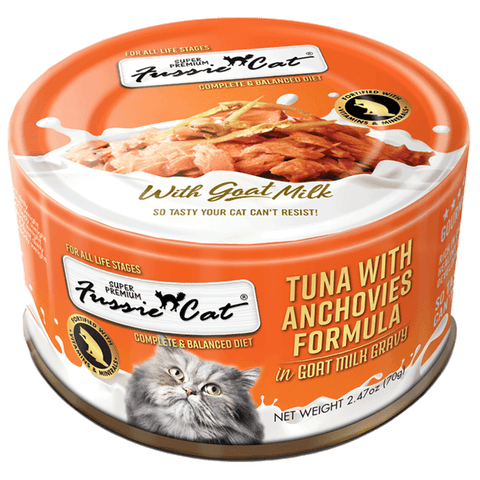Fussie Cat Premium Tuna with Anchovies in Goat Milk Wet Cat Food, 2.47oz