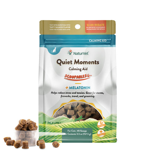 NaturVet Quiet Moments Calming Aid Scoopables for Cats - Salmon Flavor, 5.5 oz