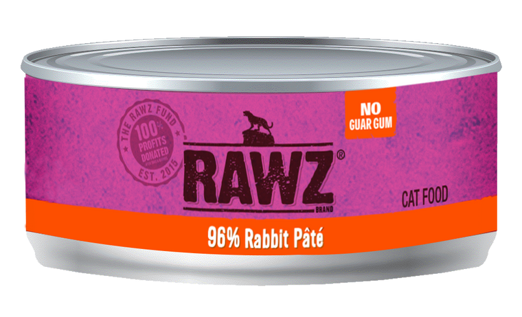 Rawz 96% Rabbit & Pumpkin Pate Wet Cat Food, 3oz Can