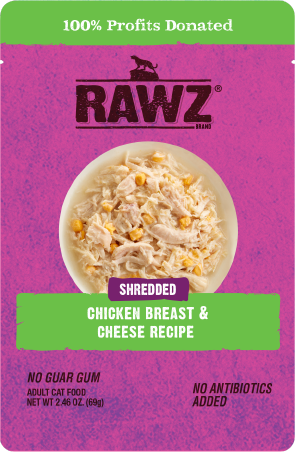 Rawz Cat Food Pouch, Shredded Chicken Breast & Cheese, 2.46 oz