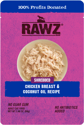 Rawz Cat Food Pouch, Chicken Breast & Coconut Oil, 2.46 oz Wet Food