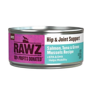 Rawz Cat Food Hip & Joint Support - Salmon, Tuna & Green Mussels - 5.5oz Can