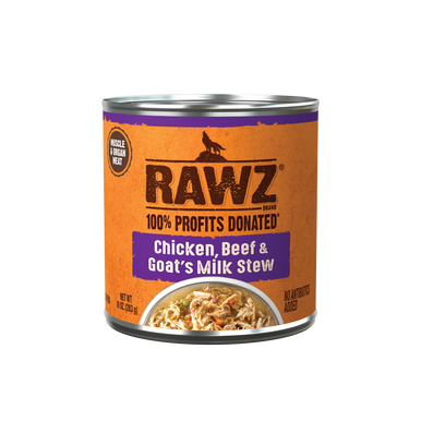 Rawz Chicken, Beef & Goat's Milk Stew Dog Food - 10oz Can - Grain-Free Wet Food