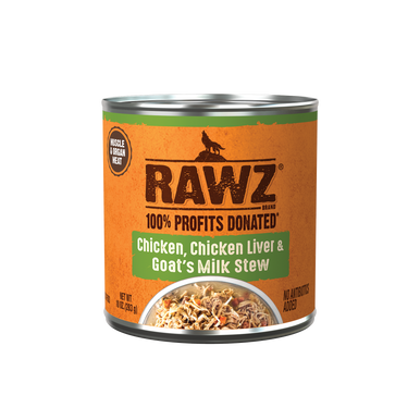 Rawz Chicken, Chicken Liver & Goat's Milk Stew Dog Food, 10 oz Can, Gluten-Free Wet Food