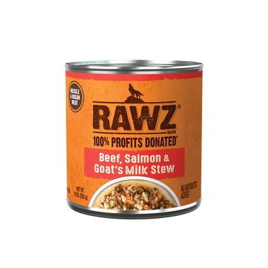 Rawz Beef, Salmon & Goat's Milk Stew Dog Food - 10oz Can - Wet, Grain-Free Recipe