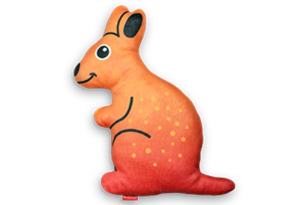 Red Dingo DURABLES Flat Kangaroo Dog Toy - Orange, Durable Plush