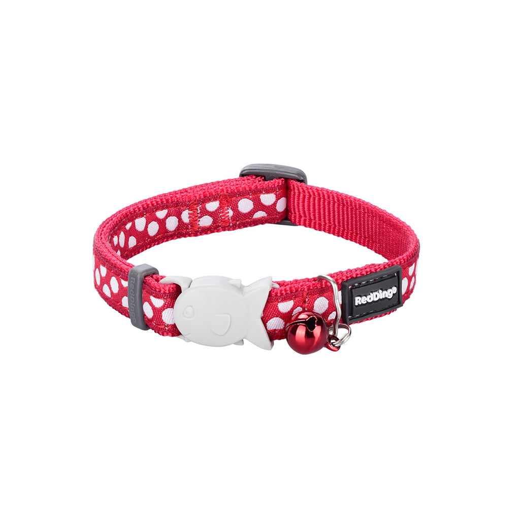 Red Dingo Cat Collar - White Spots on Red - XS - 12mm x 20-32cm