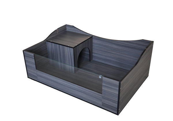 PENN-PLAX Reptology Tortoise Habitat - Open Top Glass Terrarium with Hideaway - Modern Design