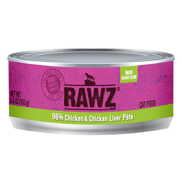 Rawz 96% Chicken & Chicken Liver Pate Wet Cat Food, 5.5 oz Can