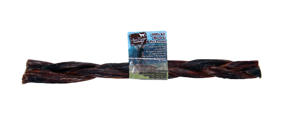 Open Range Beef Chomper Braid 11-12" Dog Treat - All Natural Beef Esophagus Chew