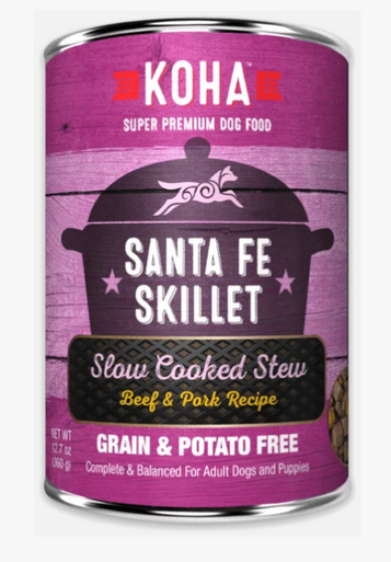 Koha Dog Grain-Free Santa Fe Stew - Slow Cooked Beef & Pork Recipe, 12.7 oz Can