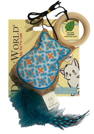Doyen Ring Feather Cat Toy - Blue Interactive Wandless Cat Toy