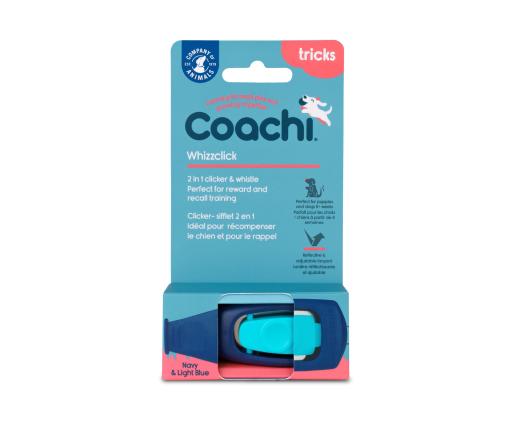 Coachi Whizzclick Dog Training Clicker & Whistle - Light Blue & Navy