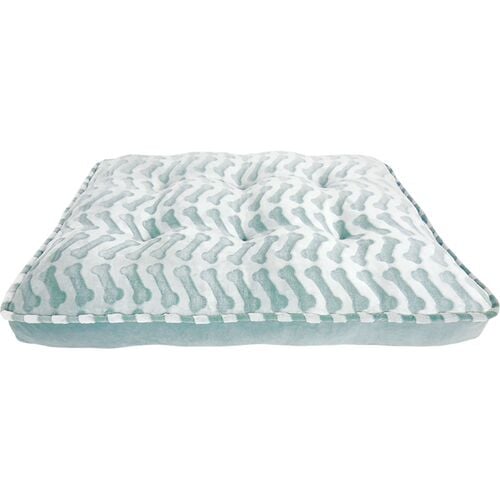 Arlee Bella Orthopedic Waterproof Dog Bed - Mineral Blue Bones - Large 45x36