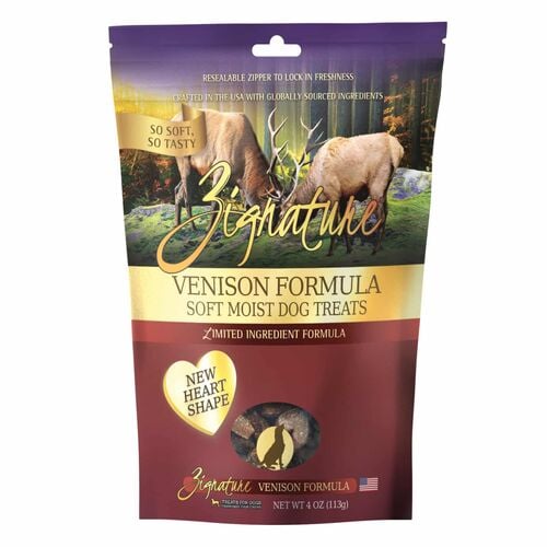 Zignature Venison Soft Moist Dog Treats - 4 oz - Limited Ingredient, Grain-Free Formula