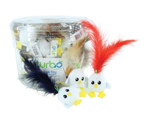 Turbo Chicken Egg & Feathers with Lime Loop Cat Toy - Assorted