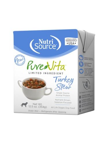 PureVita Turkey Stew Wet Dog Food, Grain-Free or Grain Inclusive, 12.5 oz Tetra Pak