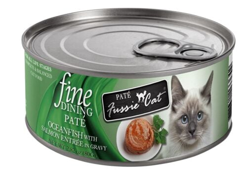 Fussie Cat Fine Dining Pate Oceanfish & Salmon Entrée Wet Cat Food, 2.82 oz Can