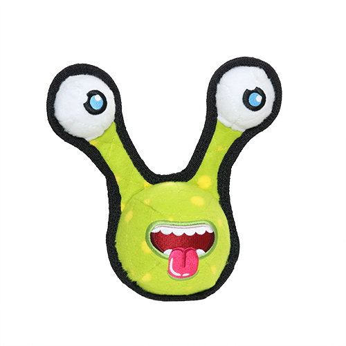 Tuffy Fred the Alien Ball Dog Toy - Green, Durable Plush, Two Eyes