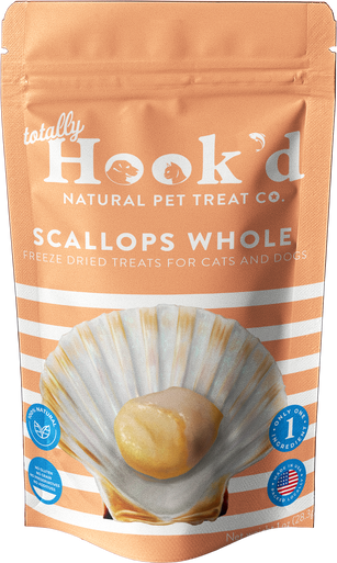 Totally Hooked Fresh Freeze Dried Whole Scallops 1oz - Pet Treat for Dogs & Cats