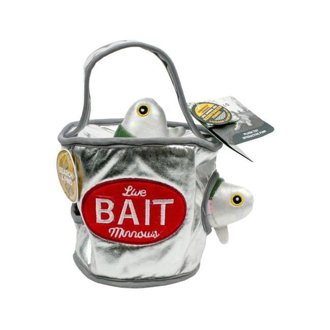 Tall Tails Hide & Seek Bait Bucket Dog Toy - 9 inch Plush Puzzle with Squeaky Minnows