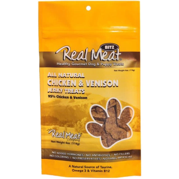 The Real Meat Company Chicken & Venison Jerky Dog Treats - 4 oz