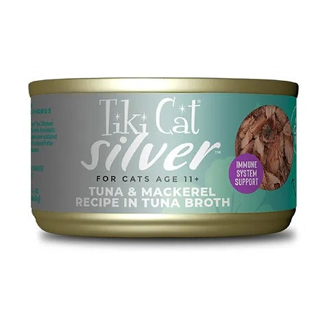 Tiki Cat Silver Tuna & Mackerel Senior Wet Cat Food, 2.4oz Can