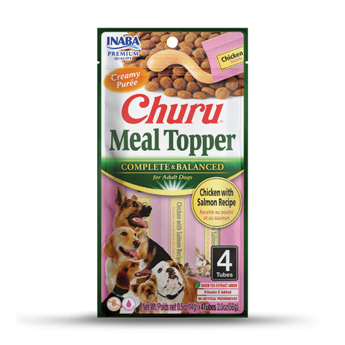 Inaba Churu Meal Topper Dog, Chicken with Salmon Recipe, Complete & Balanced, 2oz (4-Pack)