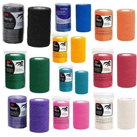 3M Vetrap Bandaging Tape - Red - 4 inch x 5 Yard - Self-Adherent Wrap