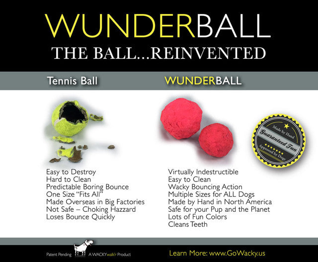Wackywalk'r Wunderball XL - Extra Large Dog Fetch Toy - Natural Rubber, Assorted Colors