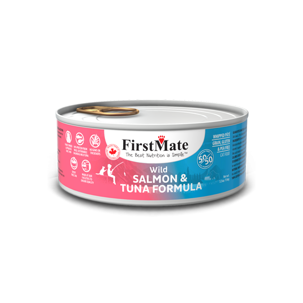 FirstMate 50/50 Wild Salmon & Tuna Grain-Free Canned Cat Food, 5.5 oz