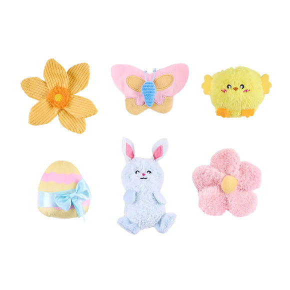 ZippyPaws Miniz Spring Fling Dog Toy - 6 Pack Small Plush Squeaky Toys