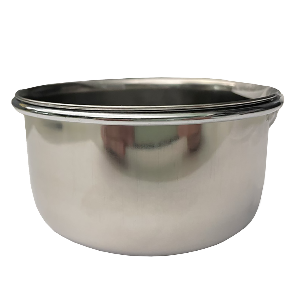 A&E Cage Co. 10oz Stainless Steel Coop Cup with Bolt Hanger - Bird & Small Animal Food/Water Bowl