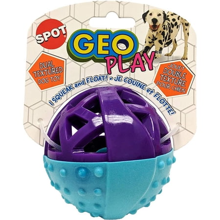 SPOT Geo Play Dual Texture Ball Dog Toy - 3.5 inch - Assorted Colors