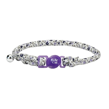 Coastal Safe Cat Collar - 3/8in Wide, 8-12in Round - Purple Floral Fashion Collar