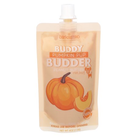 Bark Bistro Buddy Budder Pumpkin Pup Grain-Free Peanut Butter for Dogs - 4oz Squeeze Pack