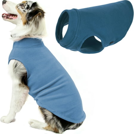 Gooby Stretch Fleece Vest Dog Sweater - Steel Blue - Warm Pullover Jacket for Dogs